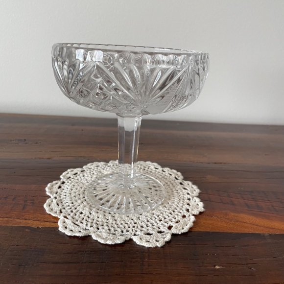 Vintage Dessert Dish, Glass Pedestal Candy Dish or Dessert Dish 5.5" H x 5" W - Picture 2 of 9